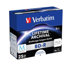 BD-R BluRay disk, archivan, potlaiten, M-DISC, 25GB, 4x, 1 ks, klasick obal, VERBATIM