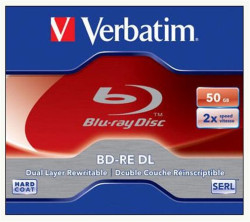 BD-RE BluRay disk, dvojvrstvov, prepisovaten, 50GB, 2x, 1 ks, klasick obal, VERBATIM