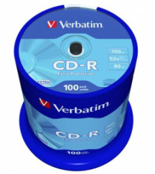 CD-R disk, 700MB, 52x, 100 ks, cake box, VERBATIM 
