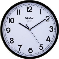 Nstenn hodiny, 29,5 cm,  ierny rm, SECCO "Sweep second"
