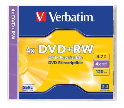 DVD+RW disk, prepisovaten, 4,7GB, 4x, 1 ks, klasick obal, VERBATIM