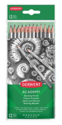 Grafitov ceruzka, sada, eshrann, DERWENT "Academy", 12 rznych tuhost