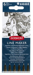Liner, sada,  0,05/0,1/0,2/ 0,3/0,5/0,8 mm, DERWENT "Line Marker", ierny