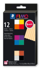 Modelovacia hmota, sada, 12x25 g, na vyplenie, FIMO "Professional Basic", 12 rznych farieb