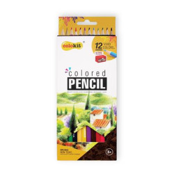 Farebn ceruzky, sada, eshrann, so strhadlom, COLOKIT, 12 rznych farieb