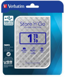 2,5" HDD (pevn disk), 1TB, USB 3.0, VERBATIM "Store n Go", strieborn