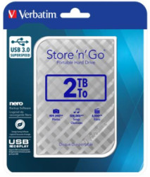 2,5" HDD (pevn disk), 2TB, USB 3.0, VERBATIM "Store n Go", strieborn