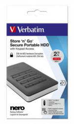 2,5" HDD (pevn disk), 2TB, USB 3.1, heslov ifrovanie, VERBATIM "Secure Portable", ierny