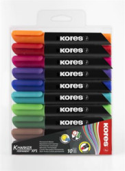 Permanentn popisova, 3-5 mm, kueov hrot, KORES "K-Marker", 10 rznych farieb