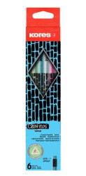 Grafitov ceruzky s gumou, HB, trojuholnkov tvar, KORES "Style Cracked", mix kovovch farieb