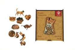 Puzzle, dreven, A4, 90 ks, PANTA PLAST "Cat`s Family"