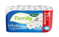 Toaletn papier, 2-vrstvov, mal kot, 16 kotov, TENTO "Family White", biela