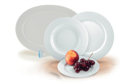 Plytk tanier, porceln, 24 cm, 6 ks, ROTBERG, "Basic", biely