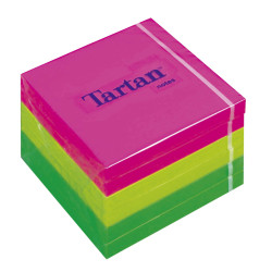 Samolepiaci bloek, 76x76 mm, 100 listov, 6 blokov/bal, TARTAN, mix nenov farby