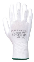 Montne rukavice, na dlani namoen do polyuretnu, vekos: 8, biele