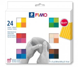 Modelovacia hmota, sada, 24x25 g, na vyplenie, FIMO "Soft Basic", 24 rznych farieb