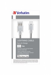 USB kbel, lightning, 1 m, VERBATIM, strieborn