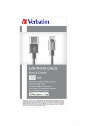 USB kbel, lightning, 100 cm, VERBATIM, siv