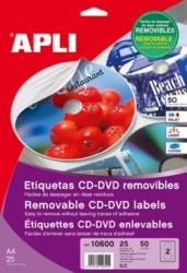 Etikety, na CD/DVD, A4, matn, odlepovaten, APLI 