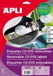 Etikety, na CD/DVD, A4, matn, odlepovaten, APLI