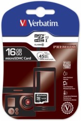 Pamov karta, microSDHC, 16GB, CL10/U1, 45/10 MB/s, VERBATIM, 