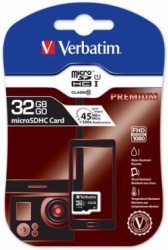 Pamov karta, microSDHC, 32 GB, CL10/U1, 45/10 MB/s, VERBATIM, 