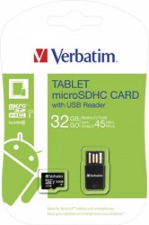 Pamov karta, microSDHC, 32 GB, CL10/U1, 45/10MB/s, USB adaptr, VERBATIM 