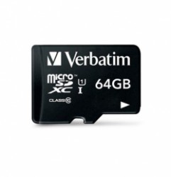 Pamov karta, microSDXC, 64 GB, CL10/U1, 45/10MB/s, USB adaptr, VERBATIM 