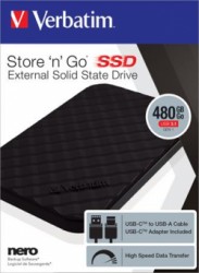 SSD (extern pam), 480 GB, USB 3.1, VERBATIM Store n Go, ierna