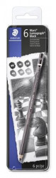 Grafitov ceruzka, sada, eshrann, kovov katua, STAEDTLER "Mars Lumograph 100B", 6 druhov tvrdosti, ierna