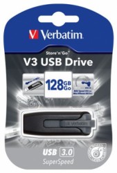 USB k, 128GB, USB 3.2, 80/25 MB/sec, VERBATIM "V3", ierno-siv