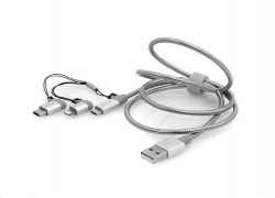 USB kbel, 3 v 1, microUSB/USB-C/lightninig, 1 m, VERBATIM, strieborn