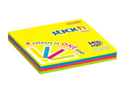 Samolepiaci poznmkov blok, 76x76 mm, 100 listov, STICK N "Magic Pad", nenov farby