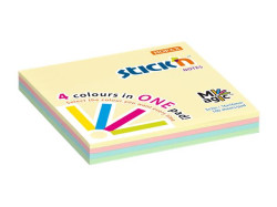 Samolepiaci poznmkov blok, 76x76 mm, 100 listov, STICK N "Magic Pad", pastelov farby