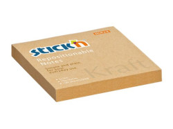 Samolepiaci poznmkov blok, 76x76 mm, 100 listov, STICK N "Kraft Notes", hned