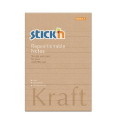 Samolepiaci poznmkov blok, linajkov, 150x101 mm, 100 listov, STICK N "Kraft Notes"