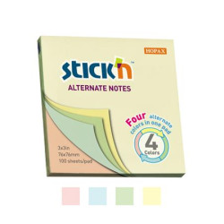 Samolepiaci poznmkov blok, 76x76 mm, 100 listov, STICK N, pastelov farby