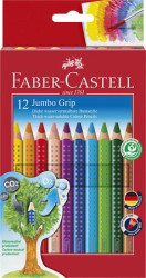Farebn ceruzky, sada, trojhrann, FABER-CASTELL, "Jumbo Grip", 12 rznych farieb
