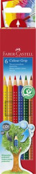 Farebn ceruzky, sada, trojhrann tvar, FABER-CASTELL "Grip 2001", 6 rznych farieb