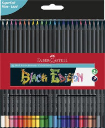 Farebn ceruzky, sada, trojhrann, FABER-CASTELL "Black Edition",  24  rznych farieb