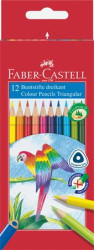 Farebn ceruzky, sada, trojhrann tvar, FABER-CASTELL "Papagj", 12 rznych farieb