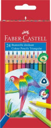 Farebn ceruzky, sada, trojhrann tvar, FABER-CASTELL "Papagj", 24 rznych farieb