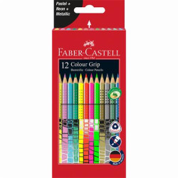Farebn ceruzky, sada, trojhrann, FABER-CASTELL, "Colour Grip", 12 rznych farieb