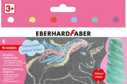 Krieda na asfalt, sada, EBERHARD-FABER "Unicorn", 6 trblietavch farieb