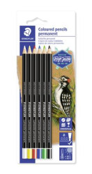 Farebn ceruzky, valcovit tvar, na vetky povrchy, vodovzdorn (glasochrom), STAEDTLER "Lumocolor 108 20", 6 farieb