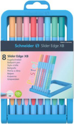 Gukov pero, sada, 0,7 mm, kueov hrot, SCHNEIDER "Slider Edge XB Pastel", 8 rznych pastelovch farieb