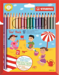 Farebn ceruzky, trojhrann, hrub,  STABILO "Trio thick", 18 rznych farieb