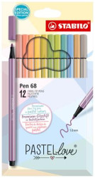 Fixky, sada, 1 mm, STABILO "Pen 68 Pastellove", 12 rznych farieb