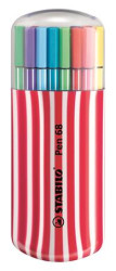 Fixky, sada, 1 mm, erven puzdro, STABILO "Pen 68 Zebrui", 20 rznych farieb