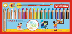 Farebn ceruzky, okrhle, hrub, STABILO "Woody 3 in 1", 18 rznych farieb